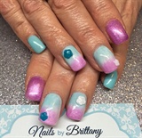 Purple And Aquamarine With 3d Flowers
