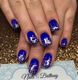 Navy Blue With Cascading Gold Glitter