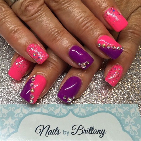 Bright neon pink and purple