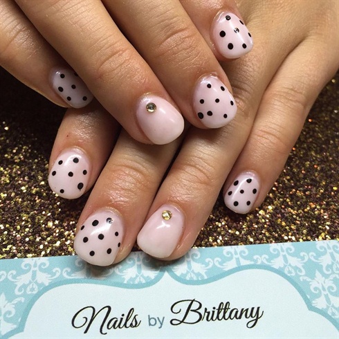 hot pink polka dots nails