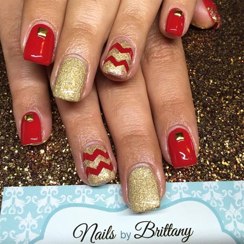 Red and gold with chevron accent