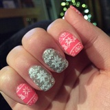 Pink and Silver Sweater Nails