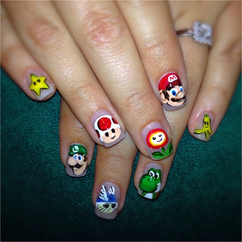 Mario Kart nails for Heather