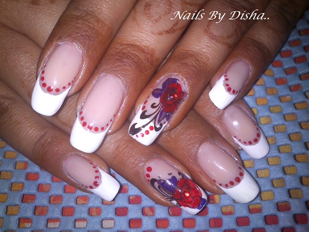 french tips with flower