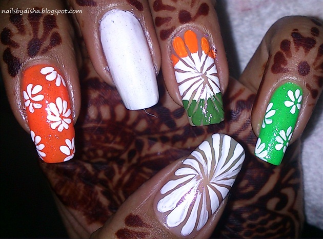 INDIAN INDEPENDENCE DAY nails... - Nail Art Gallery Step-by-Step Tutorial  Photos