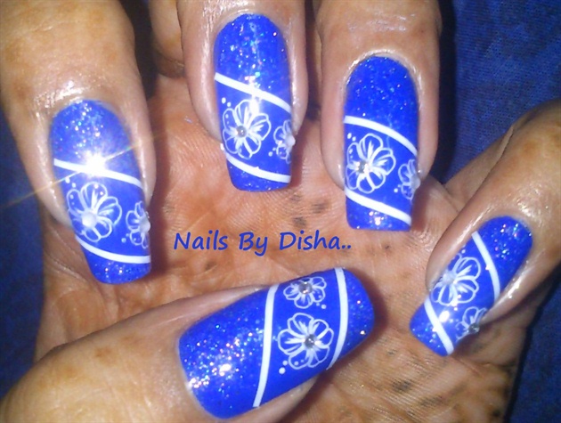 White on blue stamping