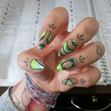 Geo neon ombred cutout nails