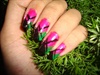 pink,green and black nails