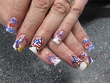 pink &amp; white happy 4th of July Nail Art