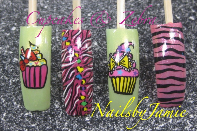 Cupcakes &amp; Zebra Nail Art my favs.