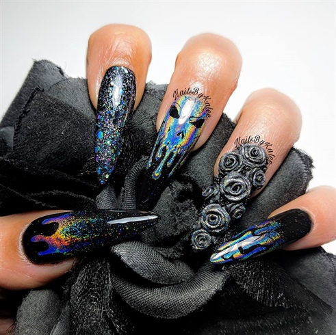 Holo Goth Skull and Roses