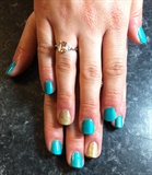 Teal with Gold glitter accent nail