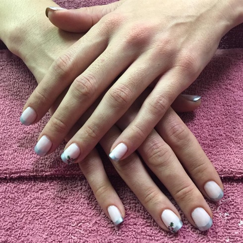 Silver French Manicure with Holly Accent