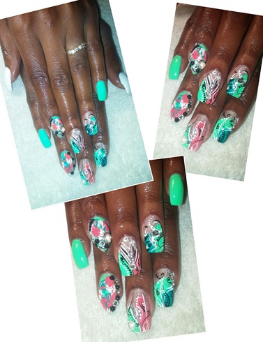 acrylic square and stiletto shaped nails 