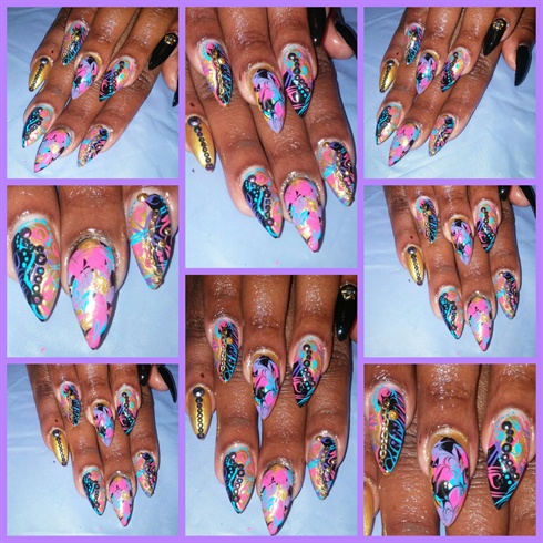 acrylic stiletto shaped nails 