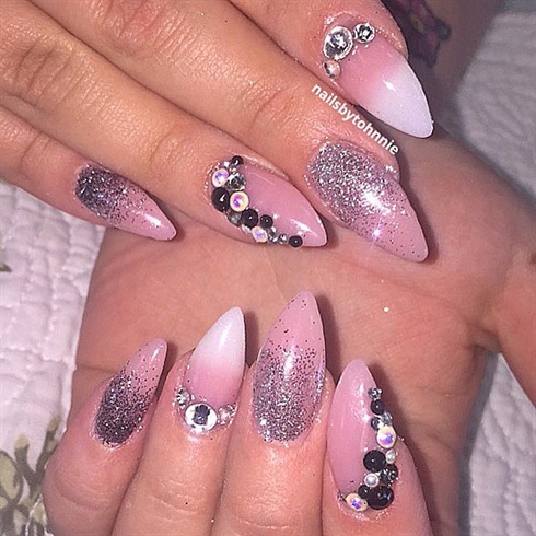 Stiletto Nails With Bling (all Acrylic)