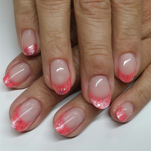Akzentz Pink &amp; coral glitter tips