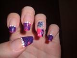 French Crackle &amp; Flower nail Design