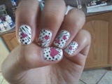 White base with Zebra/ Dots &amp; Pink heart