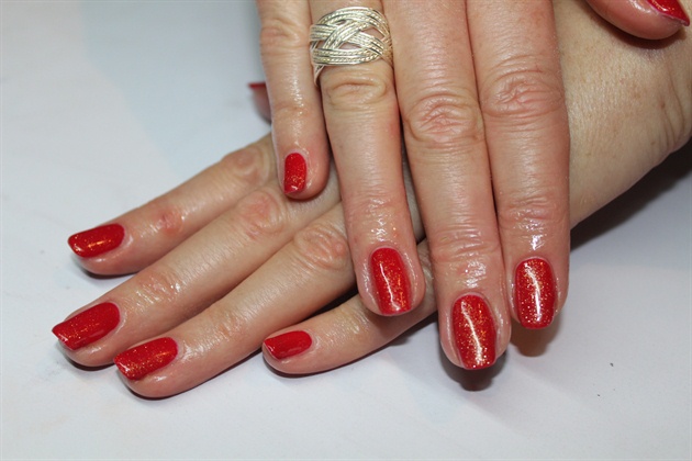 Red with gold shimmer