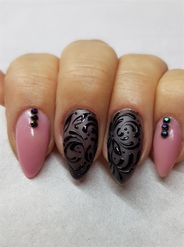 Pink @ black nails