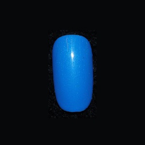 Prep the nail for Entity One Color Couture Gel Enamel application. Apply Entity Base Coat. Cure. Apply two coats of Entity One Color Couture in Blue Bikini, curing between coats. Apply a third coat of Blue Bikini and do not cure.