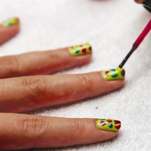 Using your favorite China Glaze colors, create “spots” in any size and shape you like.