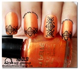 Orange Tattooed Nails