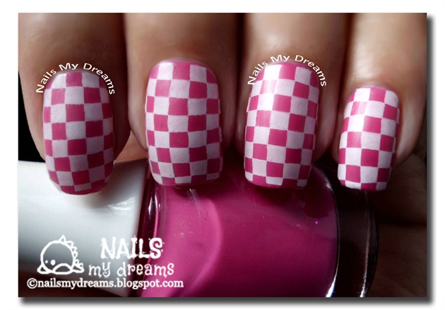 Pink Checkerboard Nails