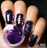 Silver Purple Glitter Placement Nails