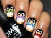 Penguins with Scarves Nail Art