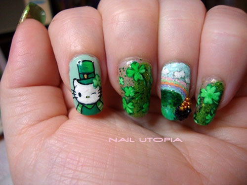 st. patty&#39;s day with hello kitty