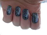 Crackled with blue glitters