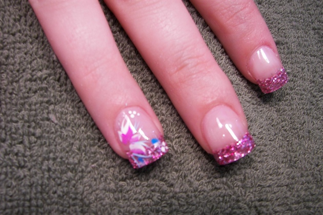 glitter pink french
