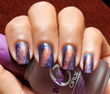 Golden Blue Galaxy nails