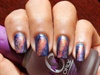 Golden Blue Galaxy nails