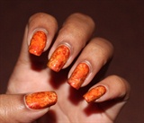 Orange Watercoloured nails