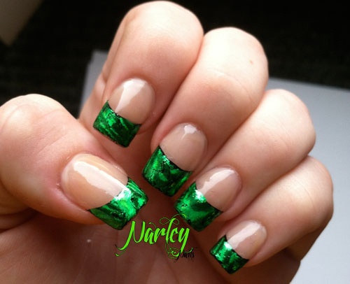 Green and Copper Foil Nail Design - wide 4