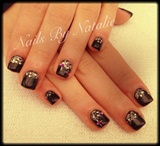 Black &amp; silver glitter nails