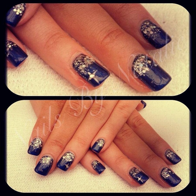 Navy blue prom nails - Nail Art Gallery