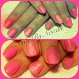 Neon pink matt uv gel nails
