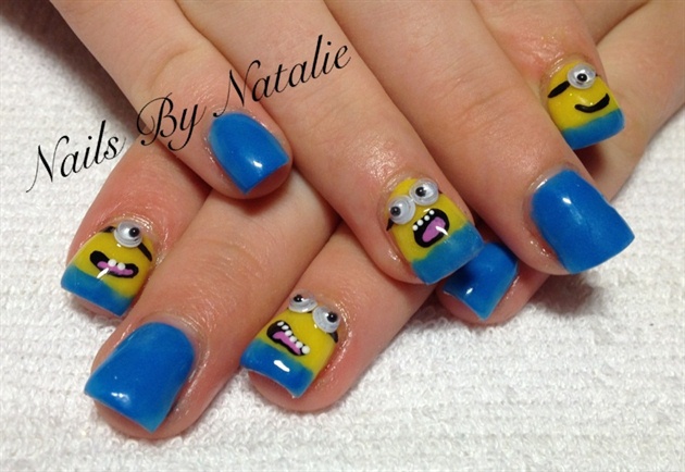 Despicable Me nails with googley eyes