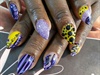 Purple Yellow Black Pointy Nails