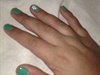 Teal Nails With Flower Design