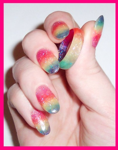 rainbow nails + ring
