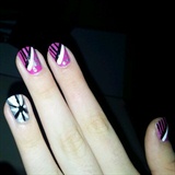A Girly pink/black/white/silver nail art