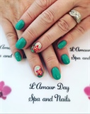 Teal And Coral Flowers 