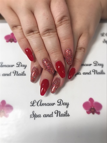 Red And Glitters Nails 