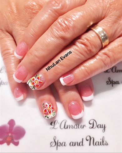Pink And White With Hand Painted Flowers