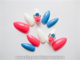 3D Stiletto Nails with Flower Rhinestone